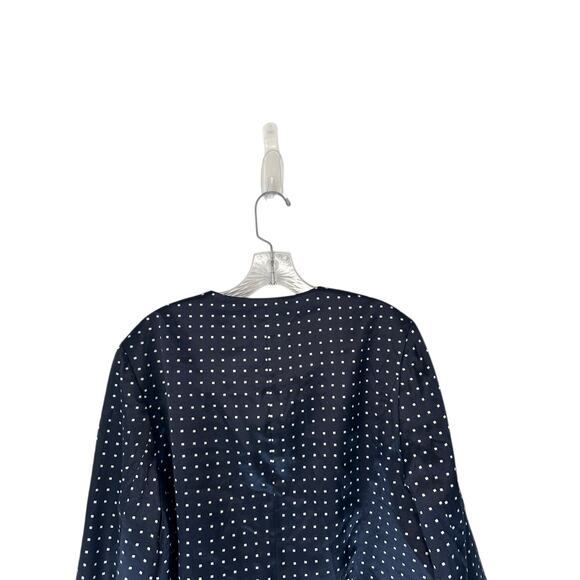 Pendleton Blazer Blue Polka Dot Open Front Silk Blend Office Work Career Size 16 - Picture 8 of 11